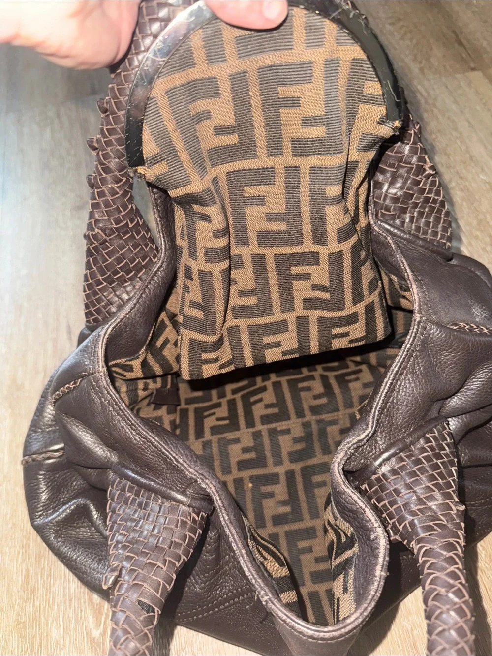 Fendi spy bag dark brown leather hobo vintage